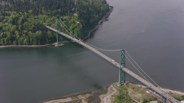 Vancouver Kanada 2018 Luftaufnahme Der Lions Gate Bridge Aufnahme Aus — Stockvideo