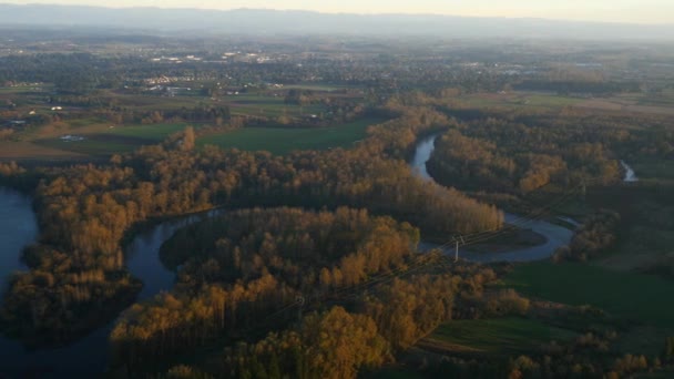 Widok Lotu Ptaka Rzekę Willamette Oregon Ultra — Wideo stockowe