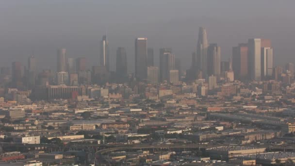 Los Angeles California 2017 Dolaylarında Sabah Bulutlarında Los Angeles Havadan — Stok video