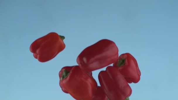 Rote Paprika Fliegen Zeitlupe Aufgenommen Mit Phantom Flex Bei 1000 — Stockvideo