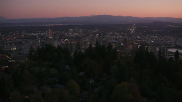 Portland Oregon Circa 2017 Vliegen Westelijke Heuvels Van Portland Vroege — Stockvideo