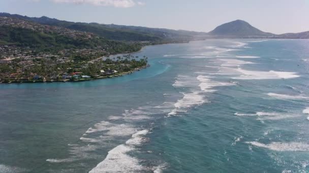 Оаху Гавайи Около 2018 Года Вид Воздуха Залив Мауналуа Съемка — стоковое видео