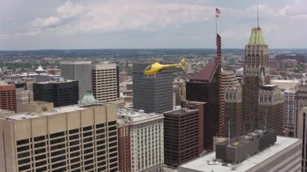 Flygfoto Helikopter Som Flyger Över Baltimore Maryland Skott Med Cineflex — Stockvideo