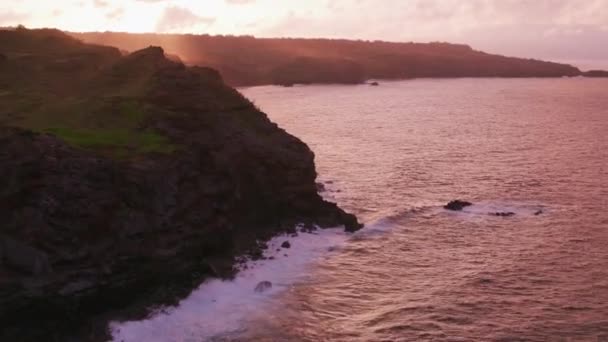 Molokai Hawaii Circa 2018 Vista Aérea Puesta Sol Sobre Costa — Vídeos de Stock