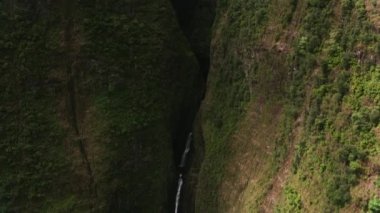 Molokai, Hawaii 2018 dolaylarında. Molokai 'deki Pu' uka 'oku Şelalesi' nin havadan görüntüsü. Cineflex ve RED Epic-W Helyum ile çekilmiştir..