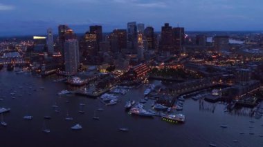 Geceleri Boston, Massachusetts 'in hava manzarası