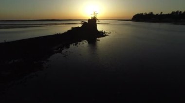 Siletz Körfezi 'nin havadan görüntüsü, Lincoln City, Oregon