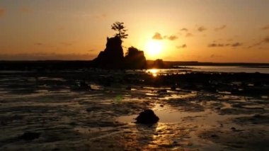 Gün batımı Siletz Körfezi, Lincoln City, Oregon