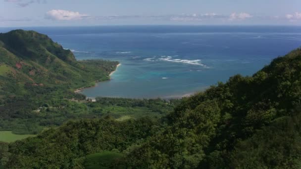 Oahu Havaj Kolem Roku2018 Letecký Výhled Záliv Kahana Shot Cineflexem — Stock video