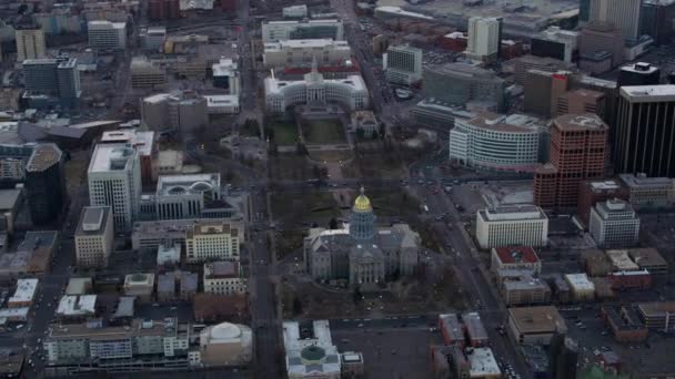 Denver Colorado Přibližně 2017 Letecká Dráha Budovy Colorado State Capitol — Stock video