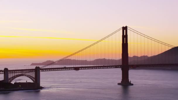 San Francisco California 2017 Aerial View Golden Gate Bridge Sunset — стоковое видео