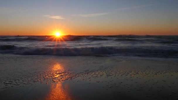 Zonsondergang Het Strand Lincoln City Oregon — Stockvideo