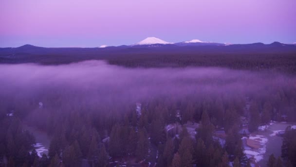 Oregon Circa 2018 Aerial View Forest Bachelor Low Fog Shot — Stock Video