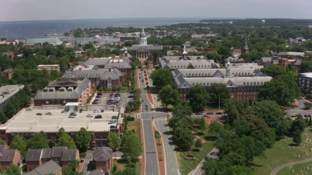 Annapolis Maryland Circa 2017 Aerial Approach Maryland State House Annapolis — Vídeo de stock