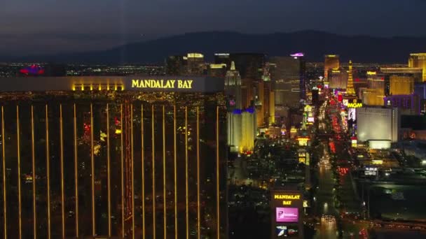Лас Вегас Невада 2017 Вид Воздуха Лас Вегас Стрип Ночью — стоковое видео