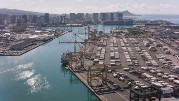 Oahu Hawaii Sekitar Tahun 2018 Terbang Atas Pelabuhan Honolulu Menuju — Stok Video