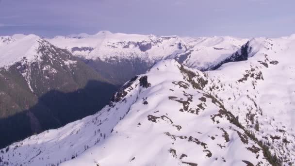 Columbia Británica Canadá Circa 2018 Vista Aérea Cordillera Cubierta Nieve — Vídeos de Stock