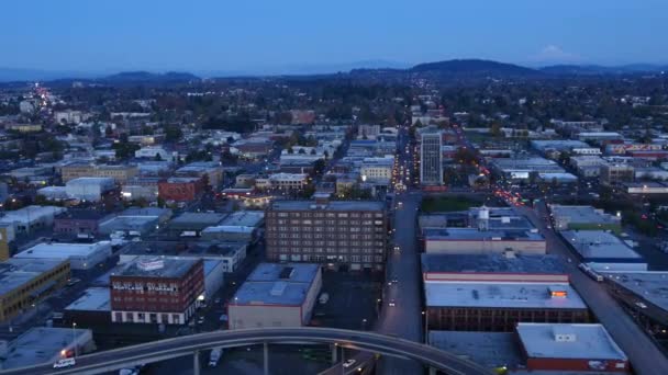 City Portland Oregon Usa Flygvideo Skymningen Ultra — Stockvideo