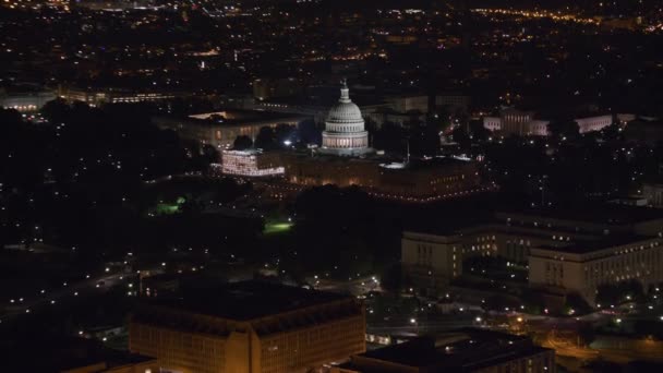 Washington 2017 Dolaylarında Gece Birleşik Devletler Kongre Binası Nın Havadan — Stok video