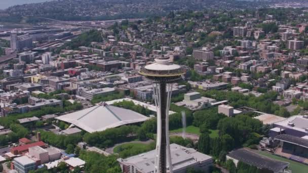 시애틀 워싱턴주 2018 워싱턴주 시애틀 시내의 주사기입니다 헬리콥터에서 플렉스 지멘스와 — 비디오