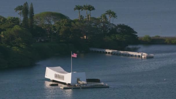 Oahu Hawaii Cca 2018 Letecký Pohled Pearl Harbor Uss Arizona — Stock video