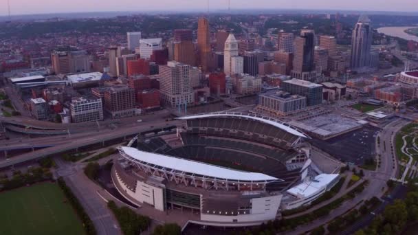 Aerial View Cincinnati Ohio Sunset — Stock Video