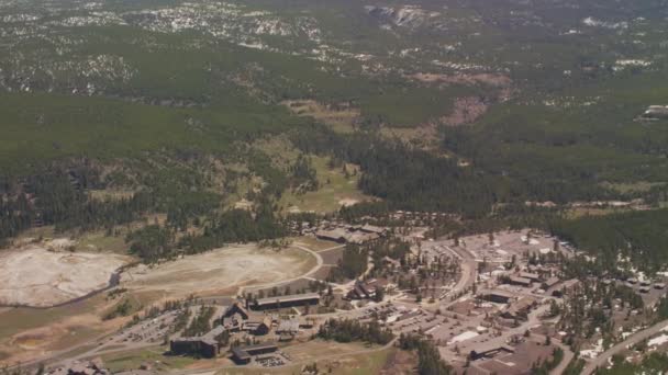 Parque Nacional Yellowstone Wyoming Vista Aérea Velho Gêiser Fiel Parque — Vídeo de Stock