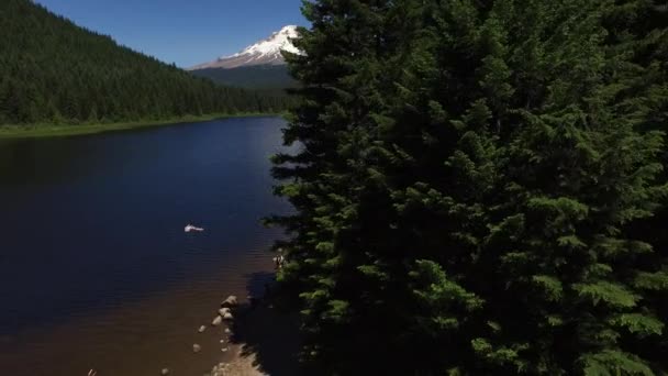 Aerial Shot Trillium Lake Capucha Oregón — Vídeo de stock