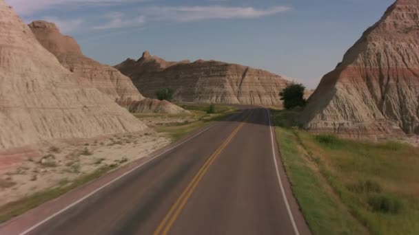 Kör Genom Badlands Nationalpark South Dakota — Stockvideo