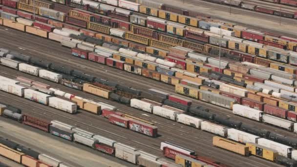 Калифорния Около 2017 Года Воздушный Кадр Вагонов Железнодорожном Вокзале Съемка — стоковое видео