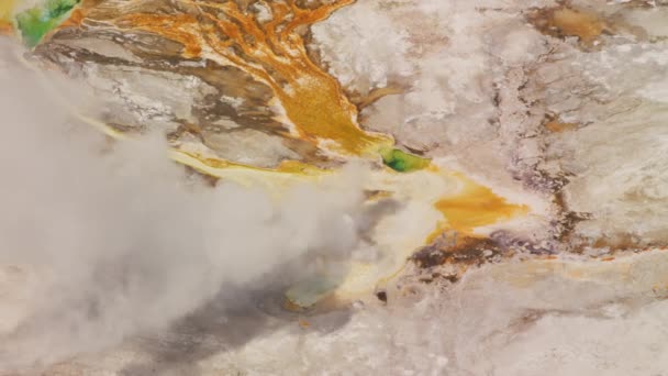 Yellowstone National Park Wyoming Aerial View Hot Springs Yellowstone National — Stock Video