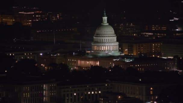Waszyngton Około 2017 Widok Powietrza Budynek Kapitolu Stanów Zjednoczonych Nocy — Wideo stockowe