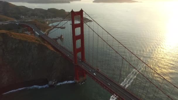 Sonnenuntergang Von Der Golden Gate Bridge San Fransisco Kalifornien — Stockvideo