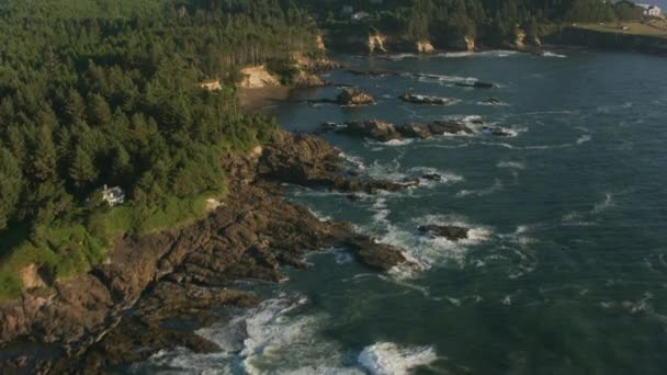Oregon Coast Cirka 2017 Flygfoto Pannbukten Längs Oregon Coast Skott — Stockvideo