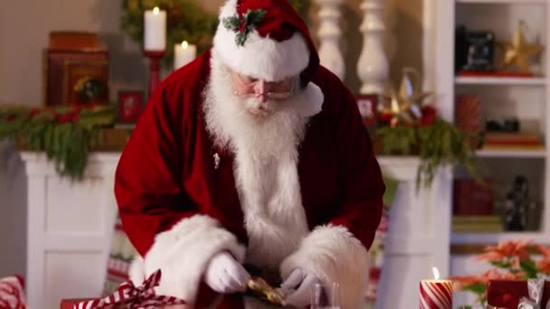 Санта Клаус Має Трохи Молока Печива — стокове відео