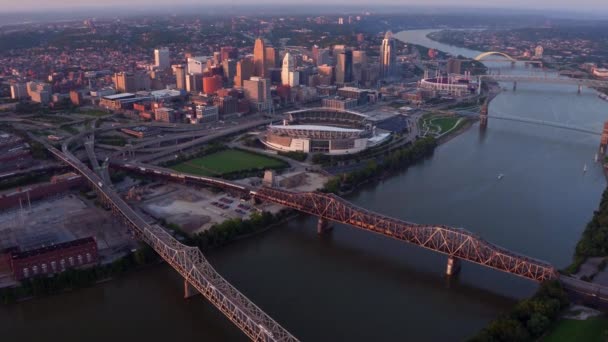 Cincinnati Ohio Nun Havadan Görünüşü — Stok video