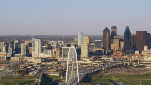 Dallas Texas Circa 2017 Luchtfoto Van Margaret Hunt Hill Bridge — Stockvideo