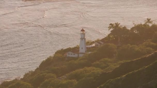 Honolulu Oahu Hawaï Circa 2018 Luchtfoto Van Diamond Head Lighthouse — Stockvideo