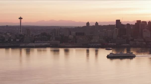 Seattle Washington Circa 2017 Veduta Aerea Seattle Traghetto All Alba — Video Stock