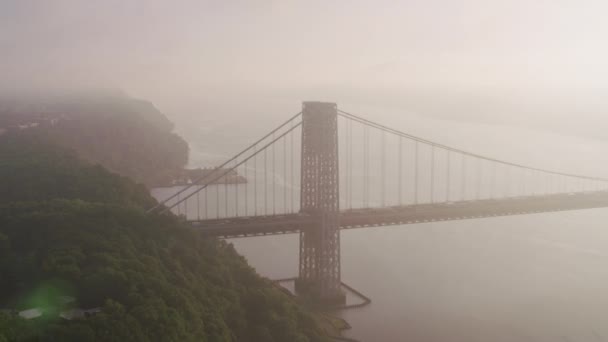 New York City 2017 Flygfoto Över George Washington Bridge Längs — Stockvideo