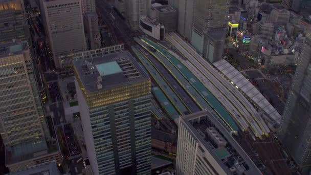 Tokio Japonia Około 2018 Roku Latanie Nocą Nad Stacją Tokio — Wideo stockowe