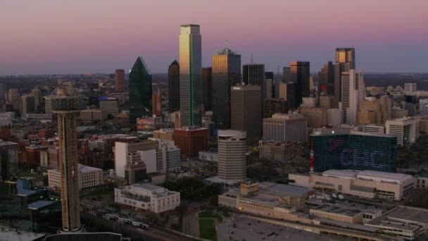 Dallas Texas Circa 2017 Luchtfoto Van Dallas Texas Schemering — Stockvideo