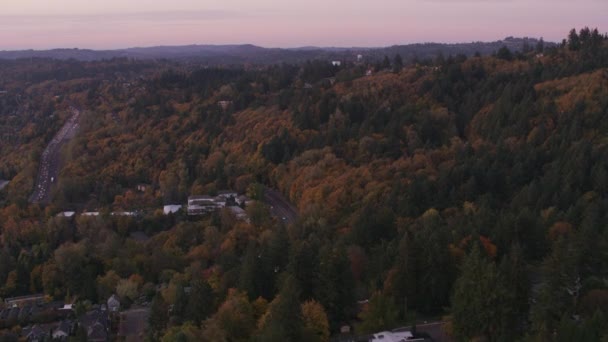 Portland Oregon Circa 2017 Aerial Shot Portland West Hills Fall — Stock video
