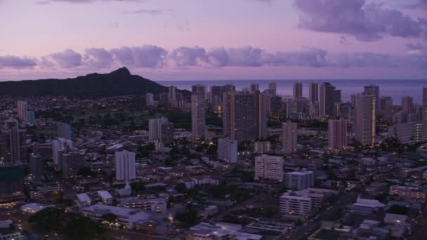 Waikiki Oahu Hawaii 2018 Dolaylarında Güneş Doğarken Waikiki Diamond Head — Stok video