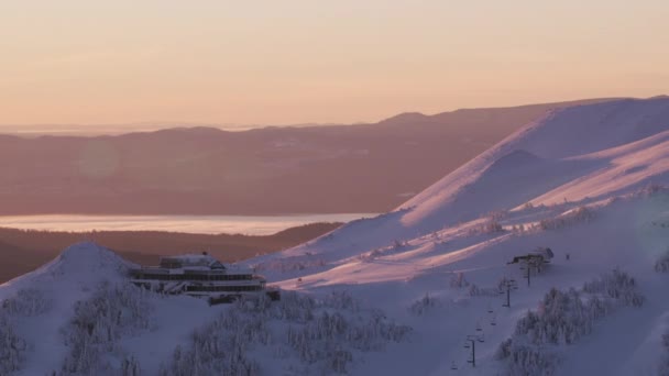 Орегон Около 2018 Года Вид Воздуха Гору Горнолыжный Курорт Восходе — стоковое видео