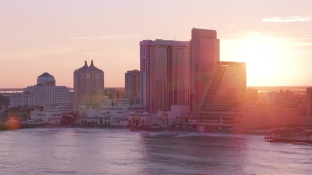 Atlantic City New Jersey 2017 Luftaufnahme Des Sonnenuntergangs Über Atlantic — Stockvideo