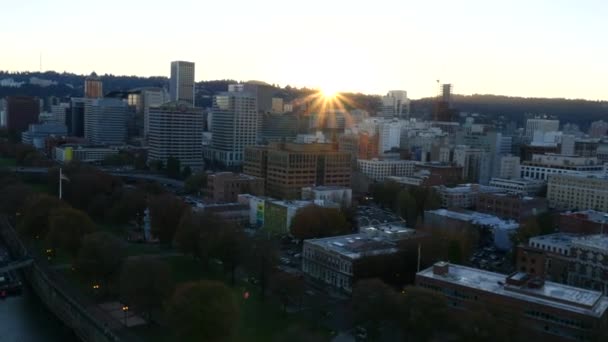 Portland City Oregon Gün Batımında Hava Klibi Ultra — Stok video