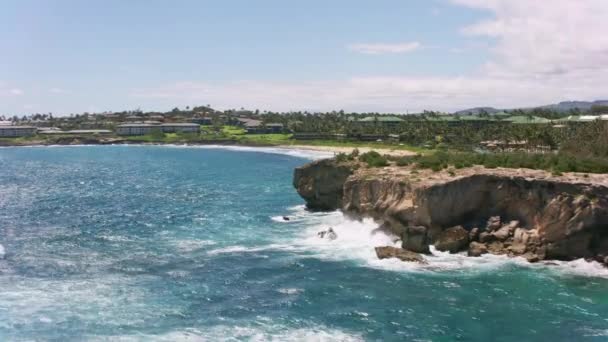 カウアイ島 ハワイ2018年頃 カウアイ島の南海岸の空中ビュー CineflexとRed Epic Heliumで撮影 — ストック動画