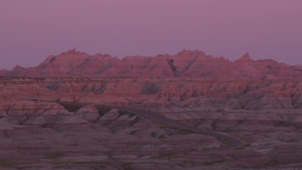 Sunset Národním Parku Badlands Jižní Dakotě — Stock video