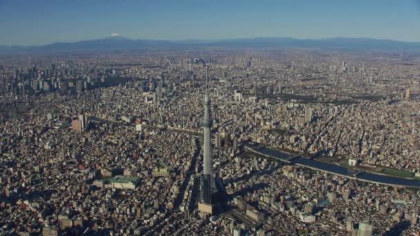 Tokio Japonsko Kolem Roku2018 Letecký Pohled Tokyo Skytree Snímek Vrtulníku — Stock video